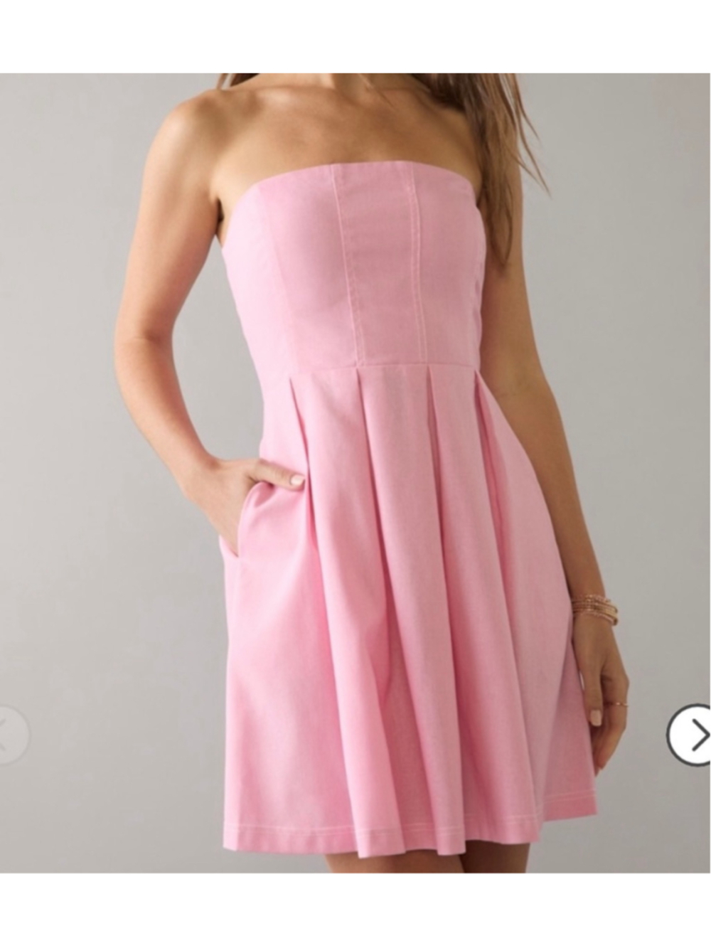 Francesca’s New strapless Nicole Pink pleated mini dress Sz Medium